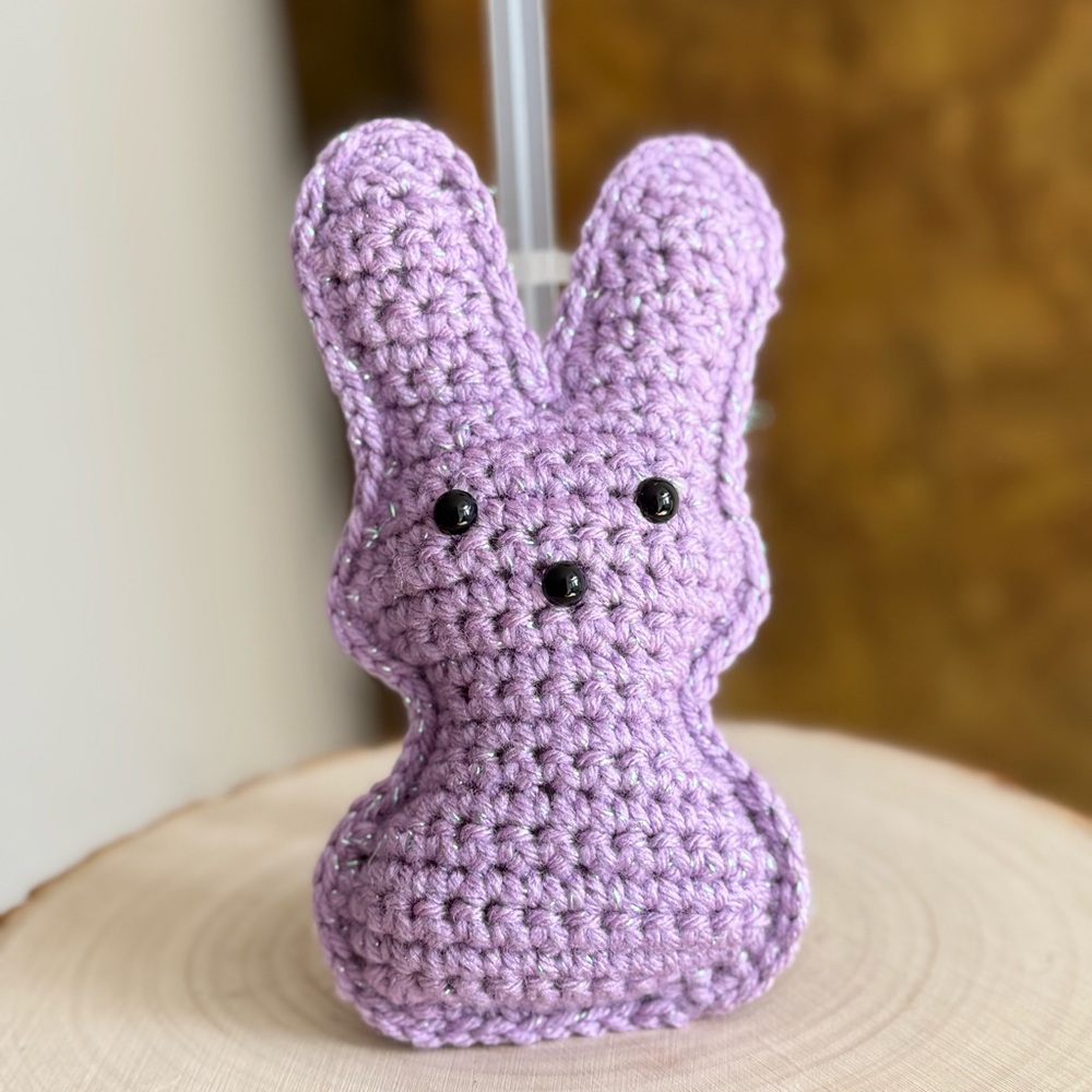 Handmade Crochet Bunny Peep  Light lavender sparkle Amigurumi Easter Gift